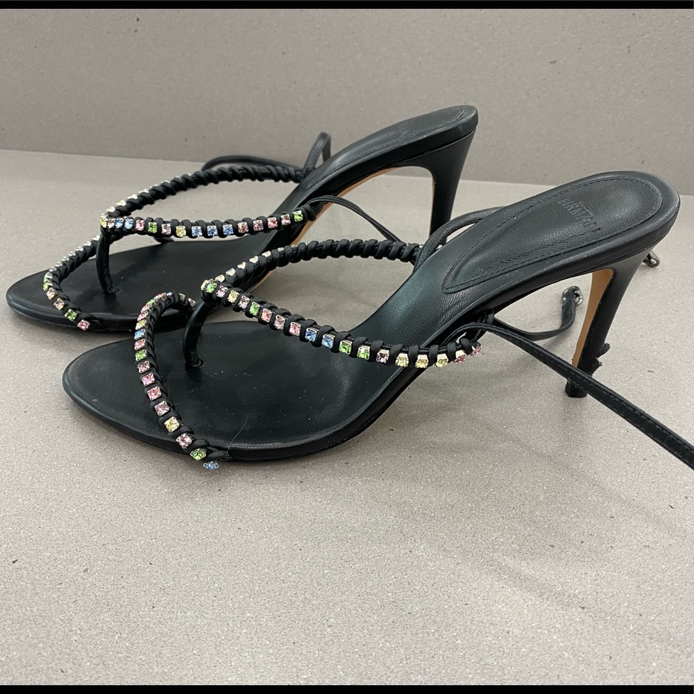 Alexandre Birman Eva Crystal Embellished Sandals BLACK SIZE 38 1/2